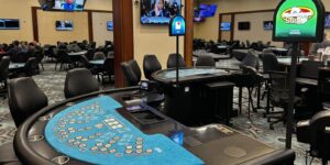 Mississippi Stud gaming table set up